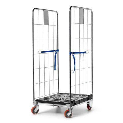 Conteneur à roulettes empilable à 2 faces 804x680x1695mm – Base pliable, capacité de 500kg