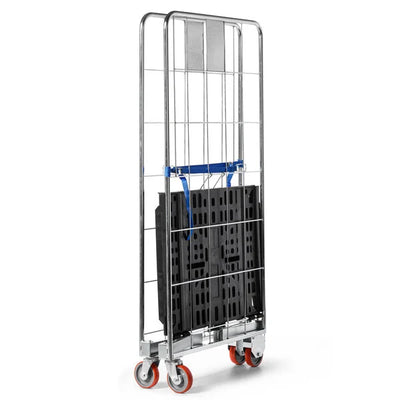 Conteneur à roulettes empilable à 2 faces 804x680x1695mm – Base pliable, capacité de 500kg