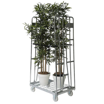 Conteneur à roulettes à 2 faces – 870x600x1690mm, galvanisé à chaud avec clôtures de maintien et base en métal