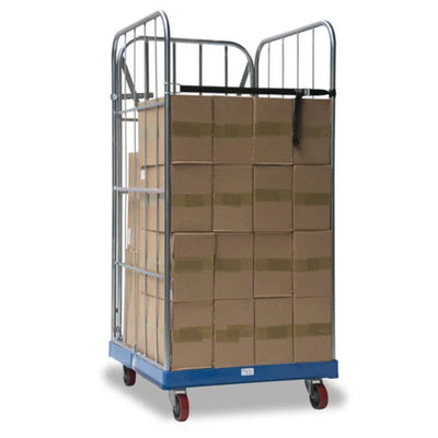 Conteneur à roulettes à 3 côtés – 810x720x1620mm, Galvanisé électrolytique avec base en plastique