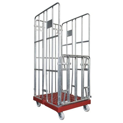Conteneur à roulettes 4 côtés – 810x680x1680mm, Galvanisé à chaud, Clôtures de serrage, Capacité 500kg