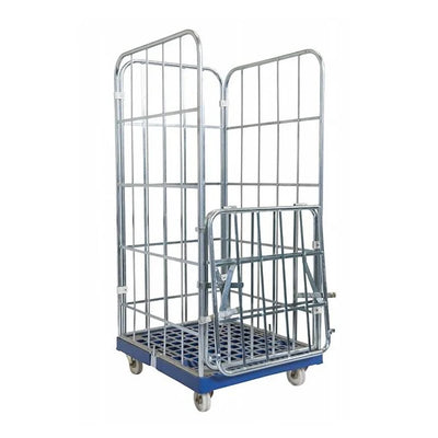Conteneur à roulettes à 4 côtés – 810x720x1620mm, Galvanisé électrolytique, Portes amovibles, Capacité de 500kg
