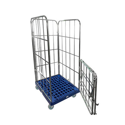 Conteneur à roulettes à 4 côtés – 810x720x1620mm, Galvanisé électrolytique, Portes amovibles, Capacité de 500kg