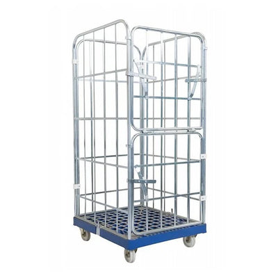 Conteneur à roulettes à 4 côtés – 810x720x1620mm, Galvanisé électrolytique, Portes amovibles, Capacité de 500kg