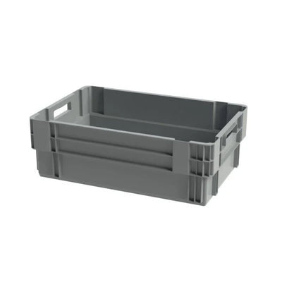 Boîte empilable et à nids grise – 600x400x200mm – 35 Litres – Bac rotatif robuste
