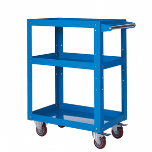 3 Shelf Steel Tray Trolley, 150kg Capacity, Reversible Shelves – 765 x 460mm