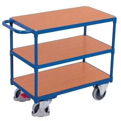 Chariot de table robuste – 1190x700x920mm – 3 étagères – Capacité de charge de 500kg – Bleu RAL 5010