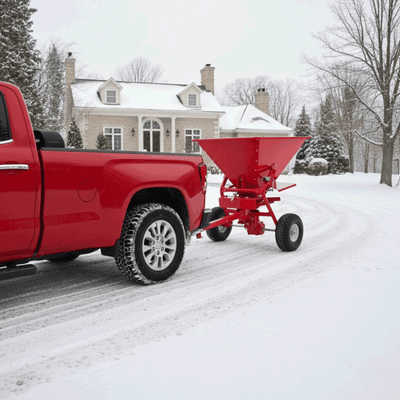Towable Steel Salt Spreader 160kg Capacity for Snow & Ice Gritting, 50mm Ball Hitch