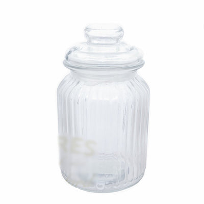 Bocal en verre avec bouchon à bouton strié de 1 litre