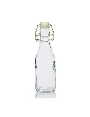 250ml clear glass bottle with airtight swing-stopper lid