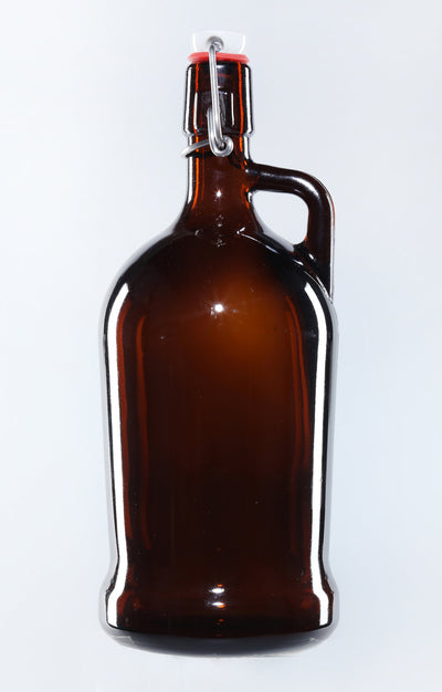 Growler en verre ambré de 1 litre avec poignée