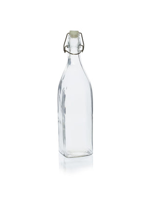 1 Litre Square Swing-Stopper Glass Water Bottle