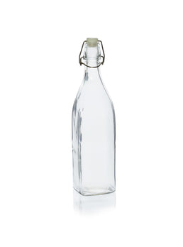 Bouteille en verre avec bouchon à bascule carrée de 1 litre