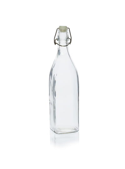 Bouteille en verre avec bouchon à bascule carrée de 1 litre