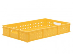 plateau empilable en plastique à mailles pour pain et viande en jaune