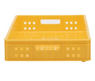 plateau empilable en plastique à mailles pour pain et viande en jaune (vue de dessus)