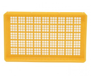 plateau empilable en plastique à mailles pour pain et viande en jaune (vue de dessous)