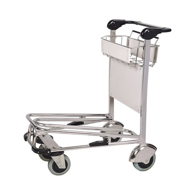 Chariot à bagages d'aéroport en acier inoxydable Explorer avec 4 roues
