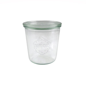 Bocal en verre Weck de 580 ml avec couvercle, clips et anneaux