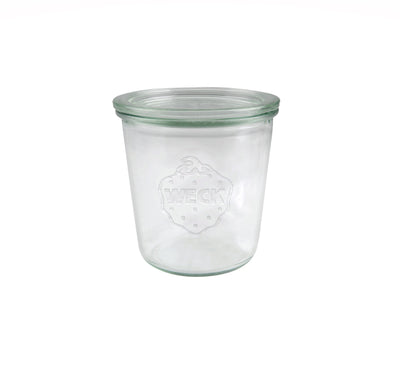 Bocal en verre Weck de 580 ml avec couvercle, clips et anneaux