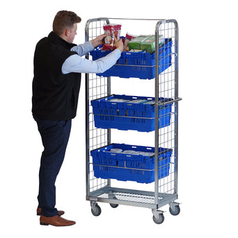Chariot polyvalent pour présentation et prélèvement de marchandises