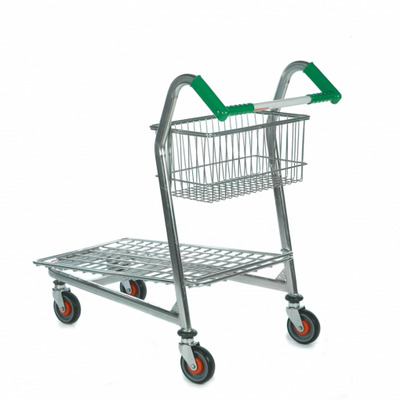 Chariot à plateau plat pour téléviseur avec panier