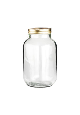 1 Litre Plain Glass Mason Jar with 2 Piece Gold Lid