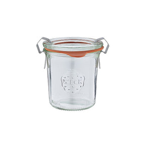 Bocal en verre Weck de 140 ml avec couvercle, anneau et clips
