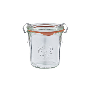 Bocal en verre Weck de 140 ml avec couvercle, anneau et clips