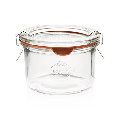 Bocal en verre Weck de 200 ml avec couvercle, anneau et clips