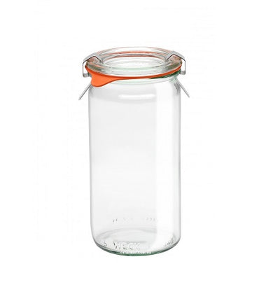 Bocal en verre Weck de 340 ml avec couvercle, anneau et clips
